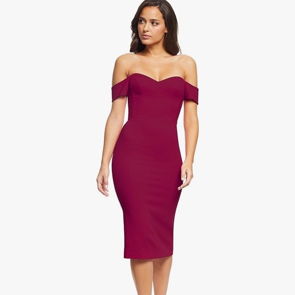 ✨NWT Dress the Population Off The Shoulder Sweetheart Bodycon Midi Dress✨ - Picture 1 of 4